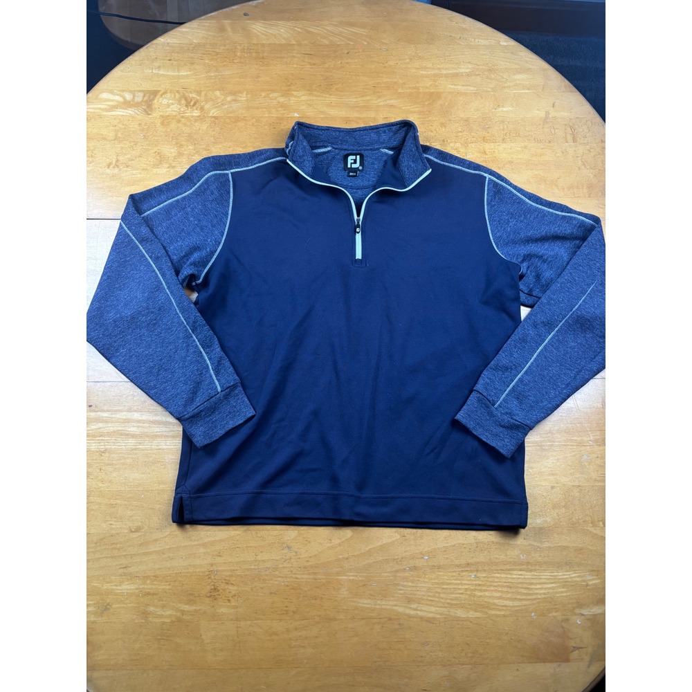 FootJoy Mens Medium Navy Blue Heathered Quarter Zip Golf Pullover Sweater FJ